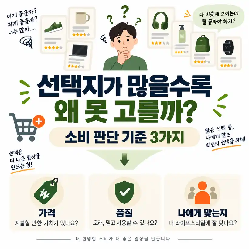 선택지가 많을수록 왜 못 고를까? 소비 판단 기준 3가지