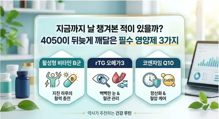 지금까지 날 챙겨본 적이 있을까? 4050이 뒤늦게 깨달은 필수 영양제 3가지