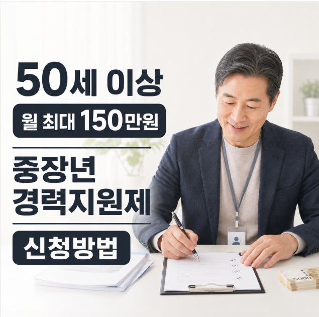 50세 이상 월 150만원, 중장년 경력지원제 신청방법