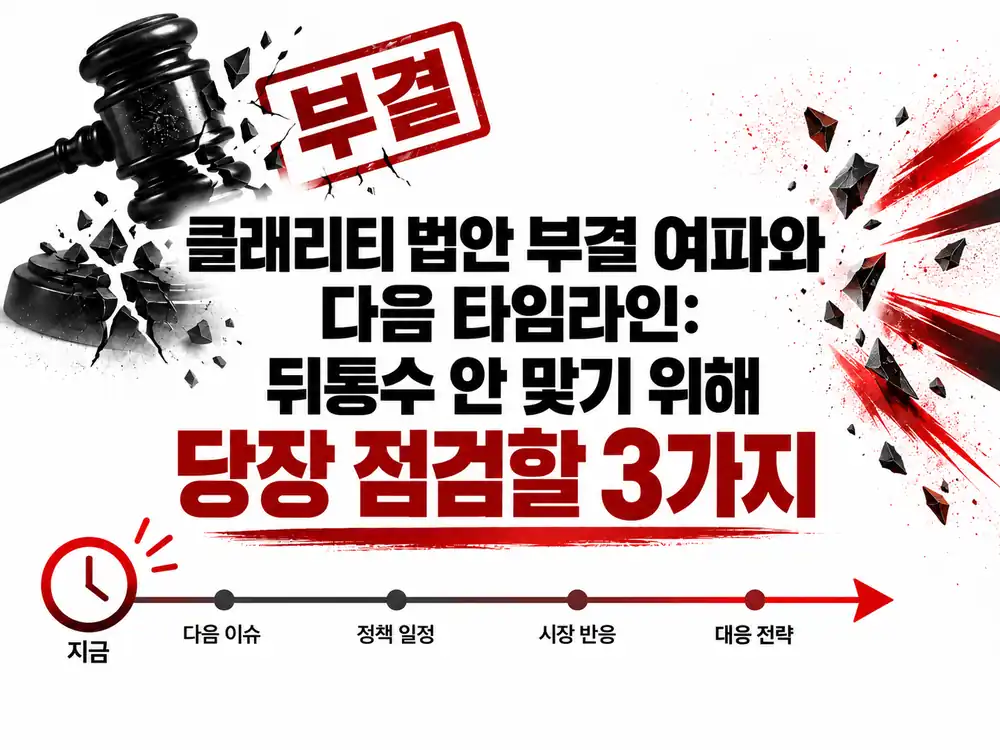클래리티 법안 부결 여파와 다음 타임라인: 뒤통수 안 맞기 위해 당장 점검할 3가지