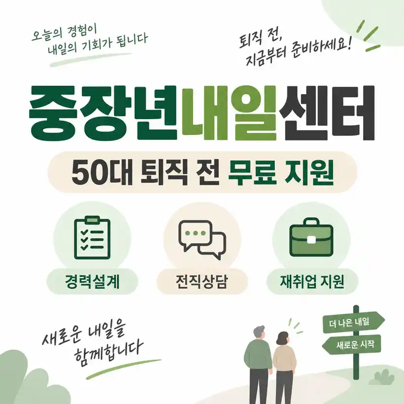 50대 퇴직 전 꼭 알아둘 중장년내일센터, 무료로 받을 수 있는 지원은?