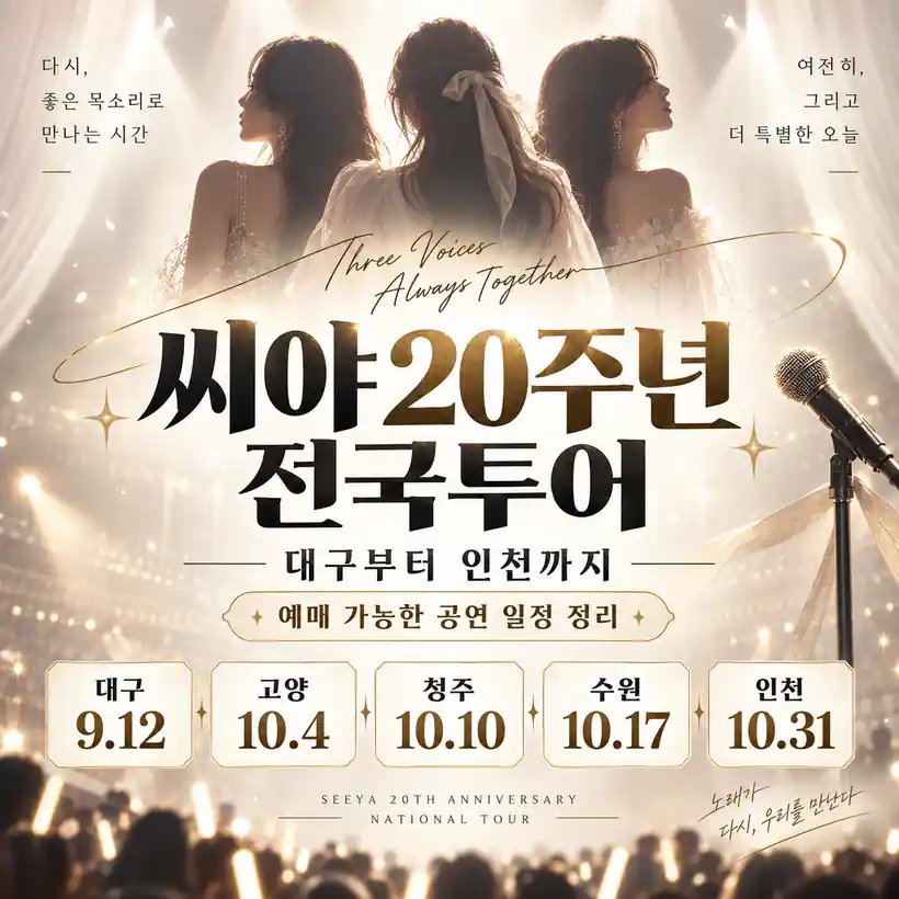 씨야 20주년 전국투어 어디서 볼까? 대구부터 10월 공연 일정·예매 정리