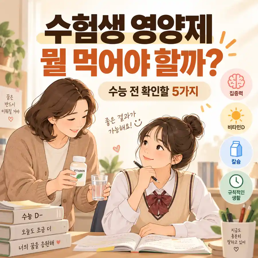 수험생 영양제 뭘 먹어야 할까? 시험 전 챙길 5가지와 먹는 시간